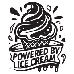 POWERED BY ICE CREAMS graphic design for ICE-CREAM lovers