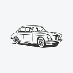 Obraz premium Old Classic Car Silhouette Illustration