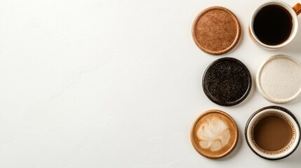 Fototapeta premium A beautiful arrangement of various coffee cups showcasing different styles and designs for the coffee enthusiast