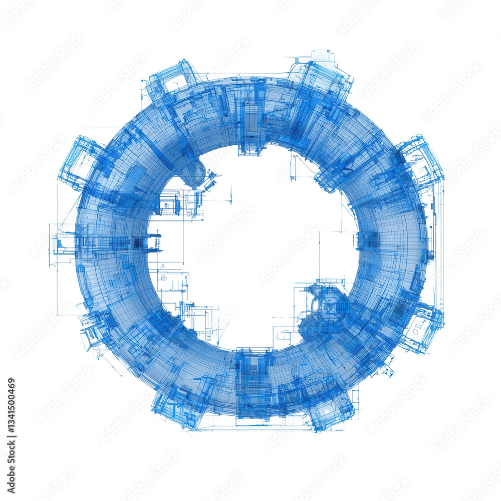 Poster abstract circular design with intricate blue lines on a black background. isolated on white backgrou