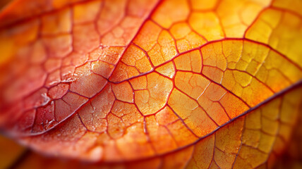 Obraz premium Macro closeup of autumn leaves nature textures vibrant colors detailed