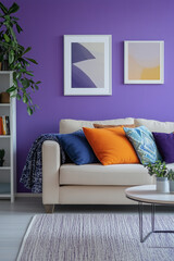 bright and colorful living room with pastel colors