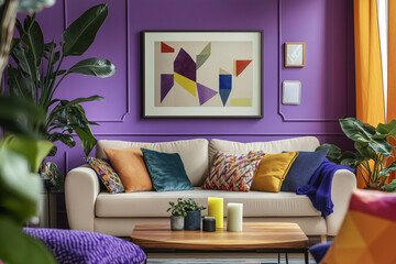 artwork on the wall of an art deco inside living room