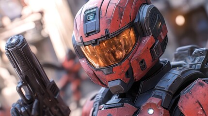 A battle arena featuring two advanced robots equipped with cutting-edge weapons and AI strategies, fighting in a highly dynamic and illuminated futuristic setting
