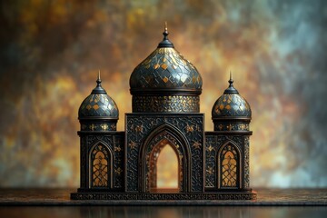 Obraz premium A detailed miniature of an ornamental eastern architecture edifice