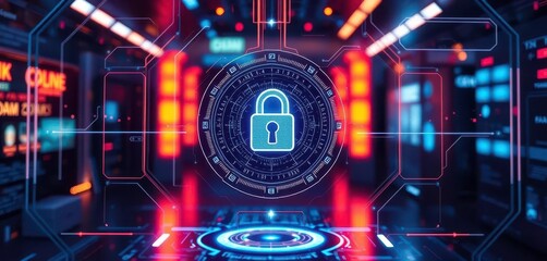 Futuristic holographic security system interface, future, hologram