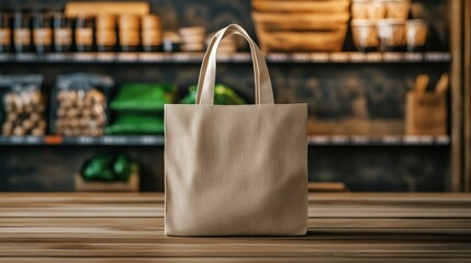 Contemporary bag positioned on a table surface for a chic shopper tote mockup in a modern setting