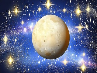 Fototapeta premium Celestial Moon in Starry Galaxy.