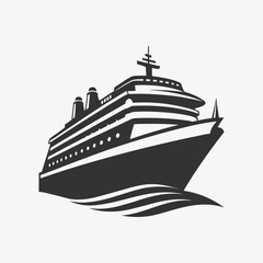 Obraz premium Cruise Ship Silhouette Vector