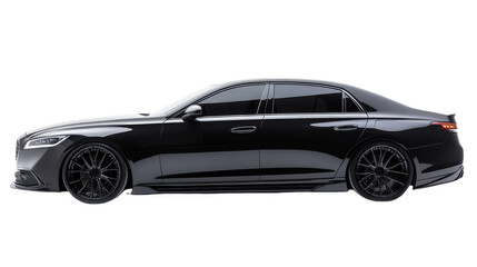 Fototapeta premium Sleek Black Sedan: A Vision of Automotive Elegance and High-Performance Design, Showcasing Modern Style, Speed, and Luxury on the Road