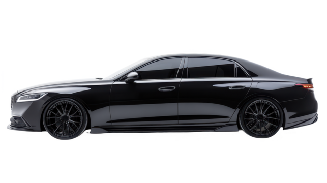 Sleek Black Sedan: A Vision of Automotive Elegance and High-Performance Design, Showcasing Modern Style, Speed, and Luxury on the Road
