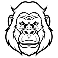 Obraz premium a detailed black and white illustration of a gorilla's face, which shows the animal's expressions