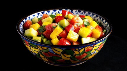 A colorful bowl of mixed fruit salad