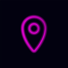 Neon pink location pin with bright glow, representing navigation and directional ideas.