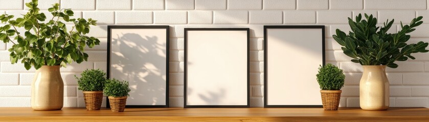Beautifully crafted plant enhancing the visual appeal of a modern interior space with a stylish poster frame mockup