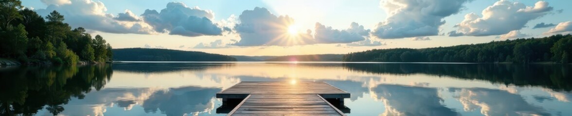 Elevated dock, pristine lake, stunning cloudscape, northern Minnesota , horizon, view, scenic