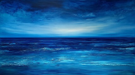 Obraz premium Infinite oceanic gradient, dark blue hues melting into lighter aquamarine, capturing the essence of deep water. No horizon or land