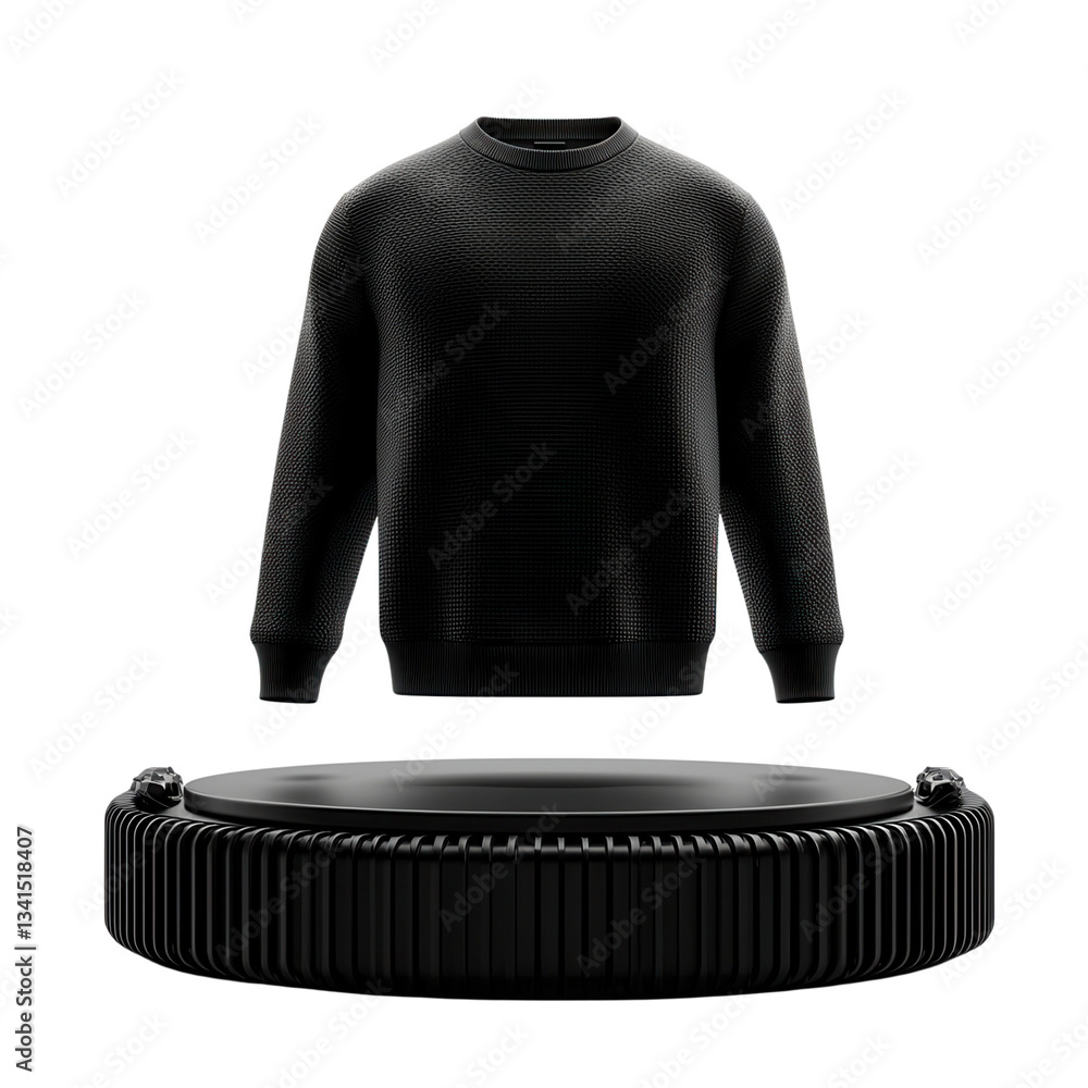 Poster 3d wireframe sweater design over a circular base. isolated on white background