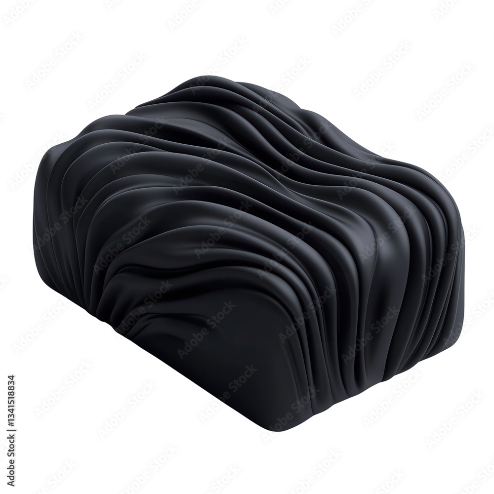 Poster abstract textured black object with flowing contours. isolated on white background