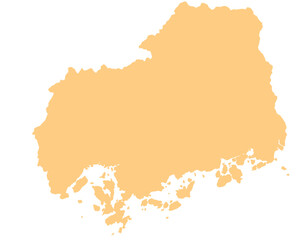 広島県　地図　オレンジ　イラスト