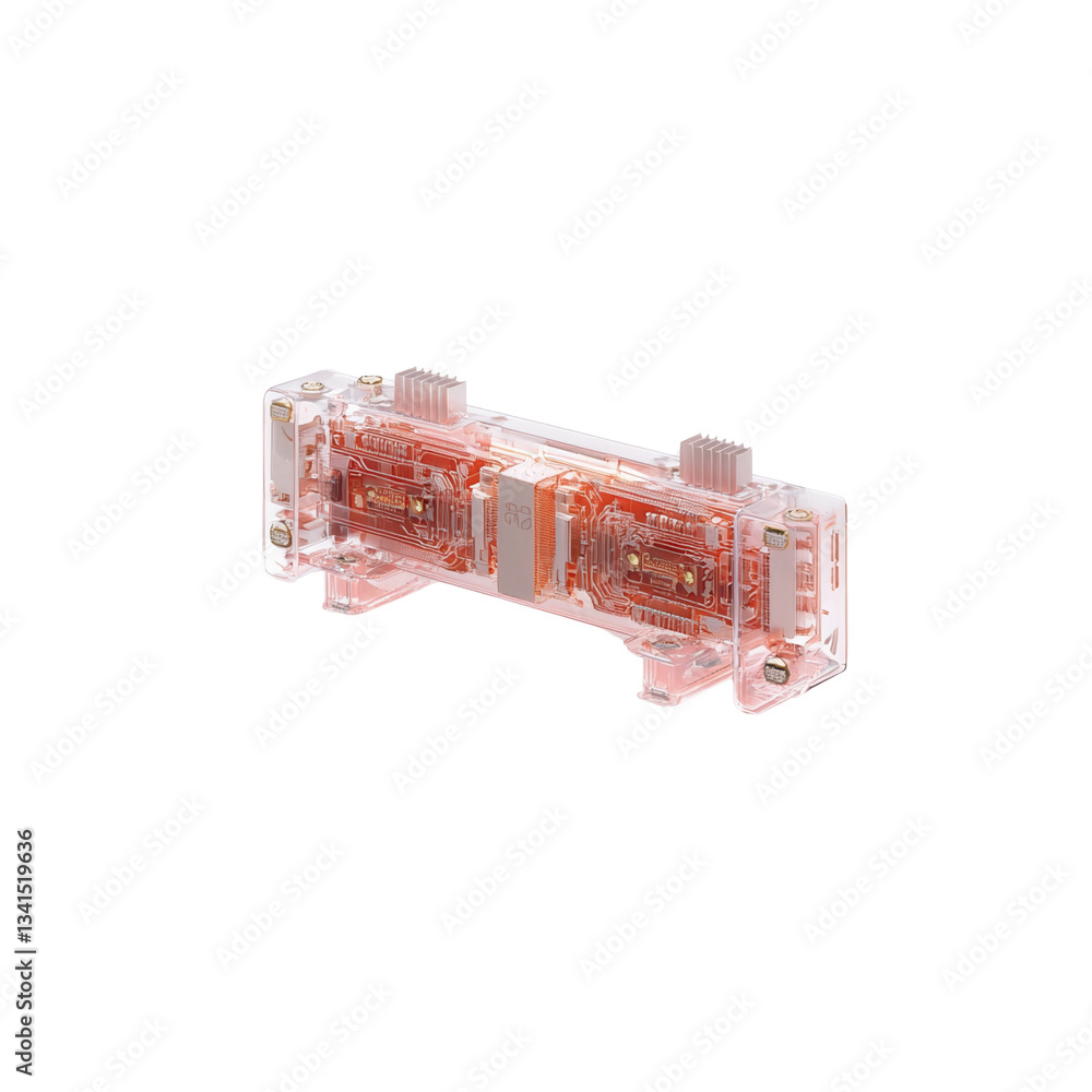 Aufkleber transparent electronic component with intricate circuit design. isolated on white background
