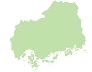 広島県　地図　黄緑　イラスト