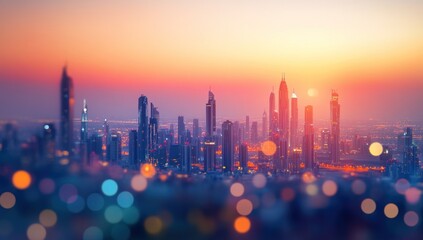 Fototapeta premium Dubai Skyline at Sunset: A City of Dreams