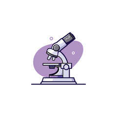 Vector Illustration of a Detailed Microscope with a Purple Background