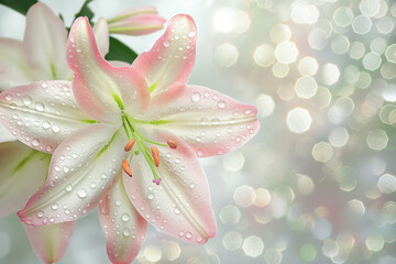 Fototapeta premium pink lily on white background