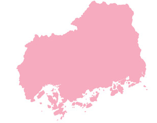 広島県　地図　ピンク　イラスト