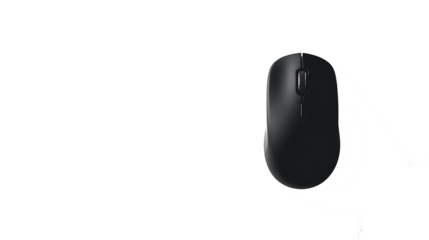 A black computer mouse isolated on white background as transparent PNG.AI GENERATED