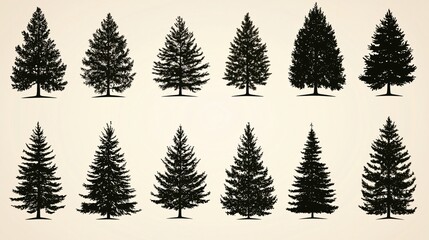 Obraz premium Forest Trees Silhouettes Collection