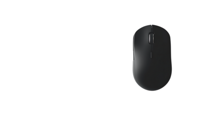 A black computer mouse isolated on white background PNG.AI GENERATED