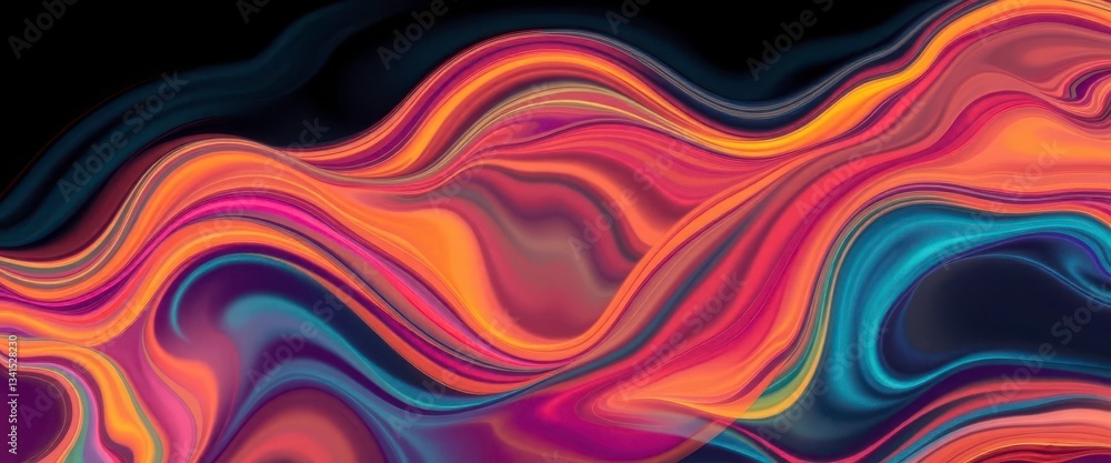 Poster abstract vibrant wave patterns in fluid motion, creating dynamic visual energy, trendy, splash