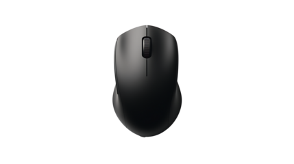 A black computer mouse isolated on white background PNG.AI GENERATED