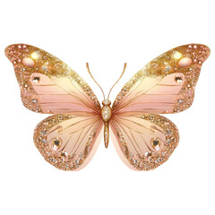 Fototapeta premium stunning golden and pink glitter butterfly with intricate details and sparkling embellishments, radiating beauty and elegance