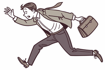 cartoon businessman running