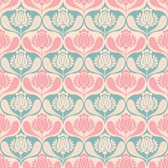 Fototapeta premium seamless pattern with floral elements in retro scandinavian style.
