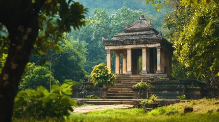 Obraz premium A serene temple surrounded by nature