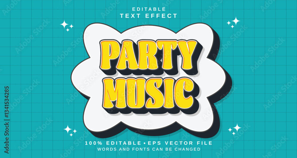 Poster editable text style effect - party music text style theme.