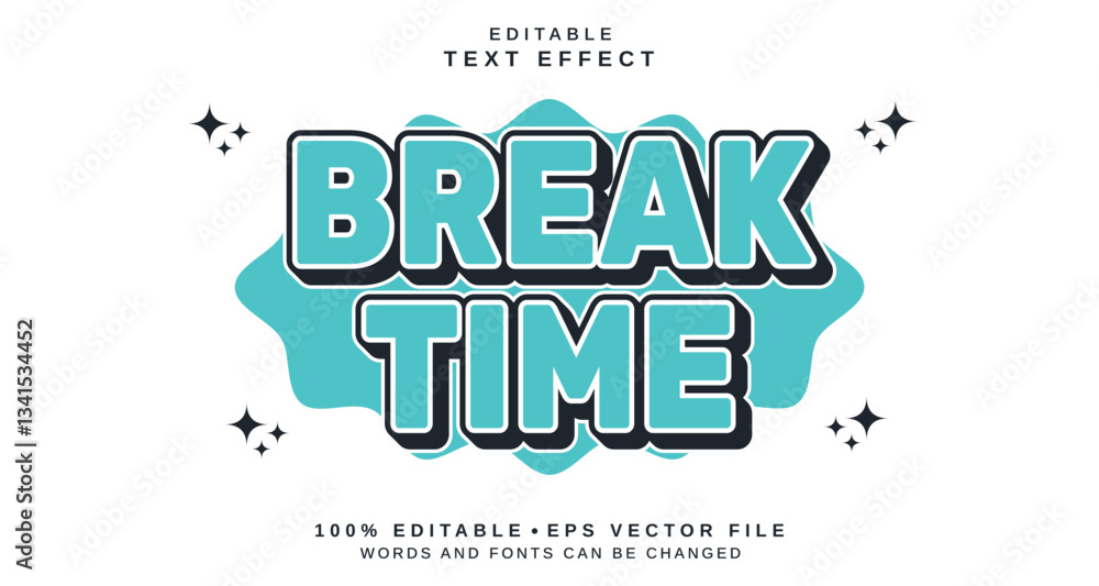 Poster editable text style effect - break time text style theme.