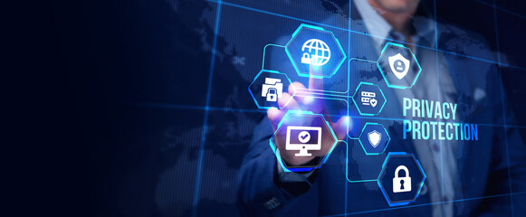 Data protection, privacy, and internet security concept. Cyber security for business and internet projects.