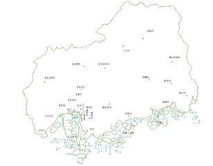 広島県　地図　白　斑点　イラスト