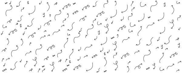 Set of simple lines hand drawn black arrows in various style. Set of simple of hand drawn black arrows. Set of simple lines hand drawn black arrows. Various of simple lines arrows collection