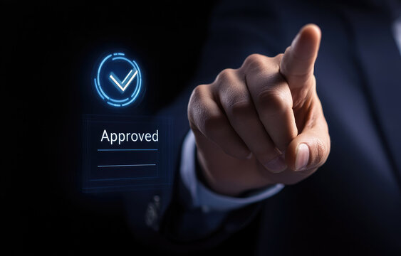 Approved! Digital Checkmark, Business Approval, Futuristic Design