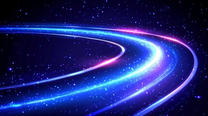 Obraz premium Abstract Light Trails on a Dark Background, Dynamic Flow With Glowing Lines , Digital Artwork