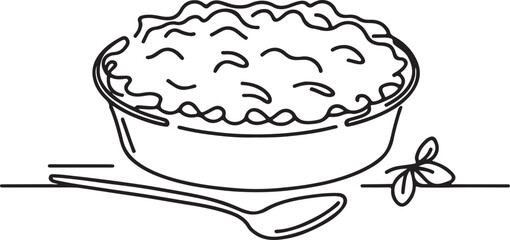 Detailed Line Drawing of Shepherd’s Pie