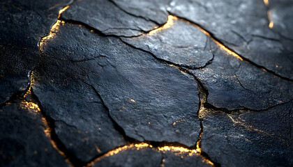 Obraz premium Dark, cracked stone surface with glowing fissures
