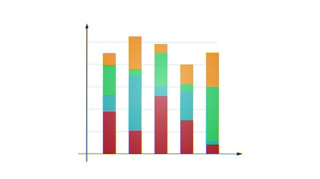 Business Stats Infographics Background/ Animation of a business infographics background with rising bar stats appearing, increase and decrease earnings with slow and focused camera zoom in effect