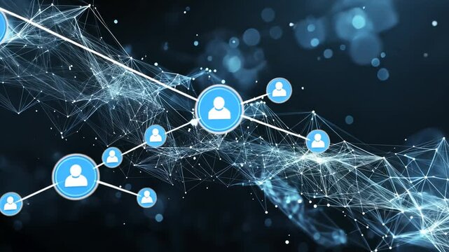 Abstract social network connection with glowing line and node point technology
